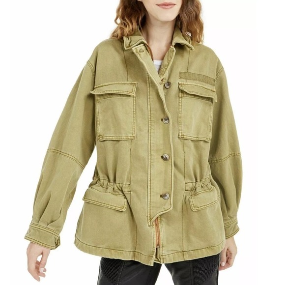 Free People Seize The Day Military Oversized Jacket Size XS - Picture 3 of 14